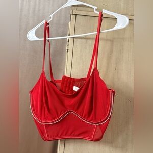 Auden Scarlet Bra with Mesh Accents